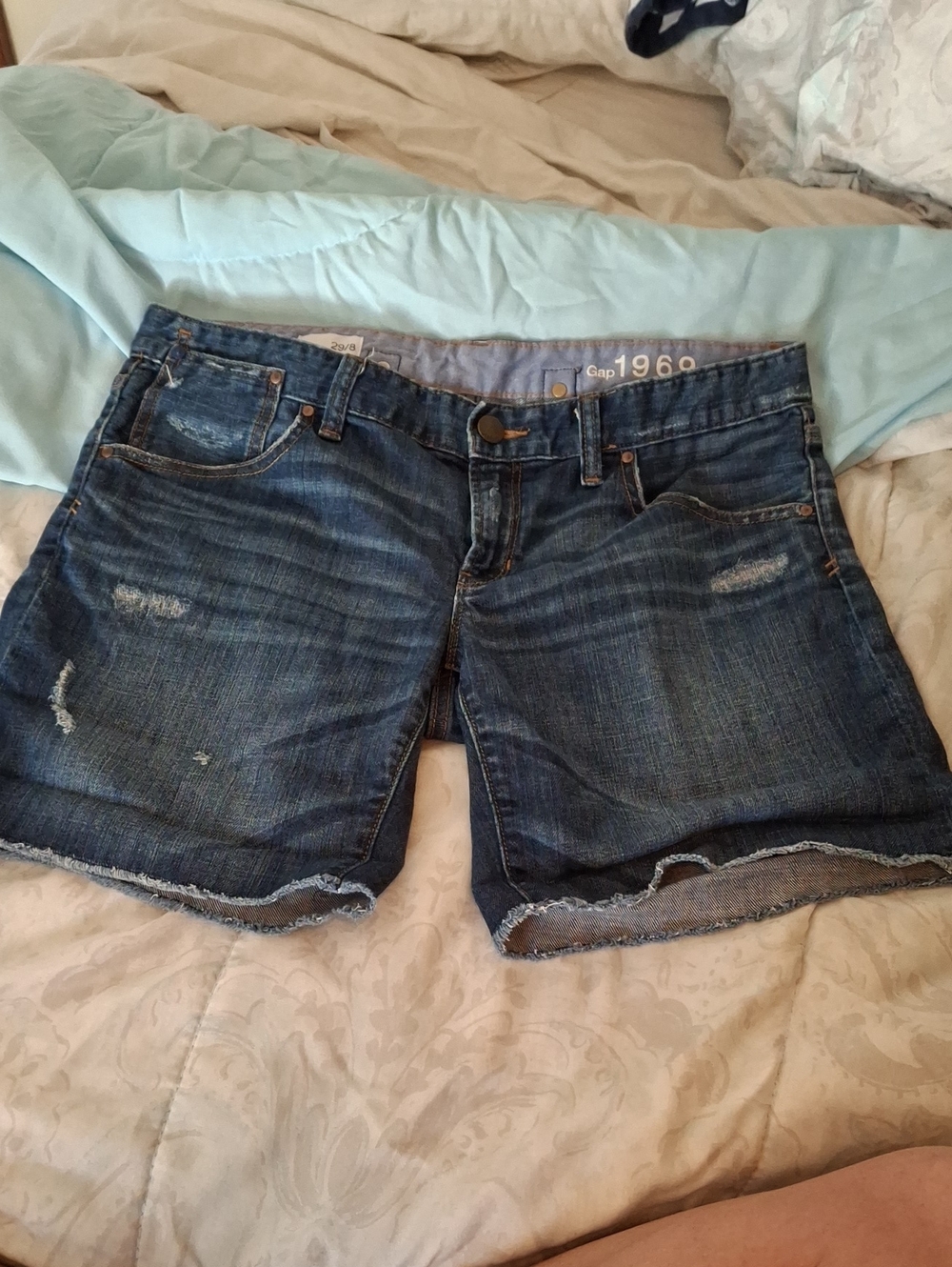 GAP Women's Dark Blue Distressed Denim Cutoff Shorts